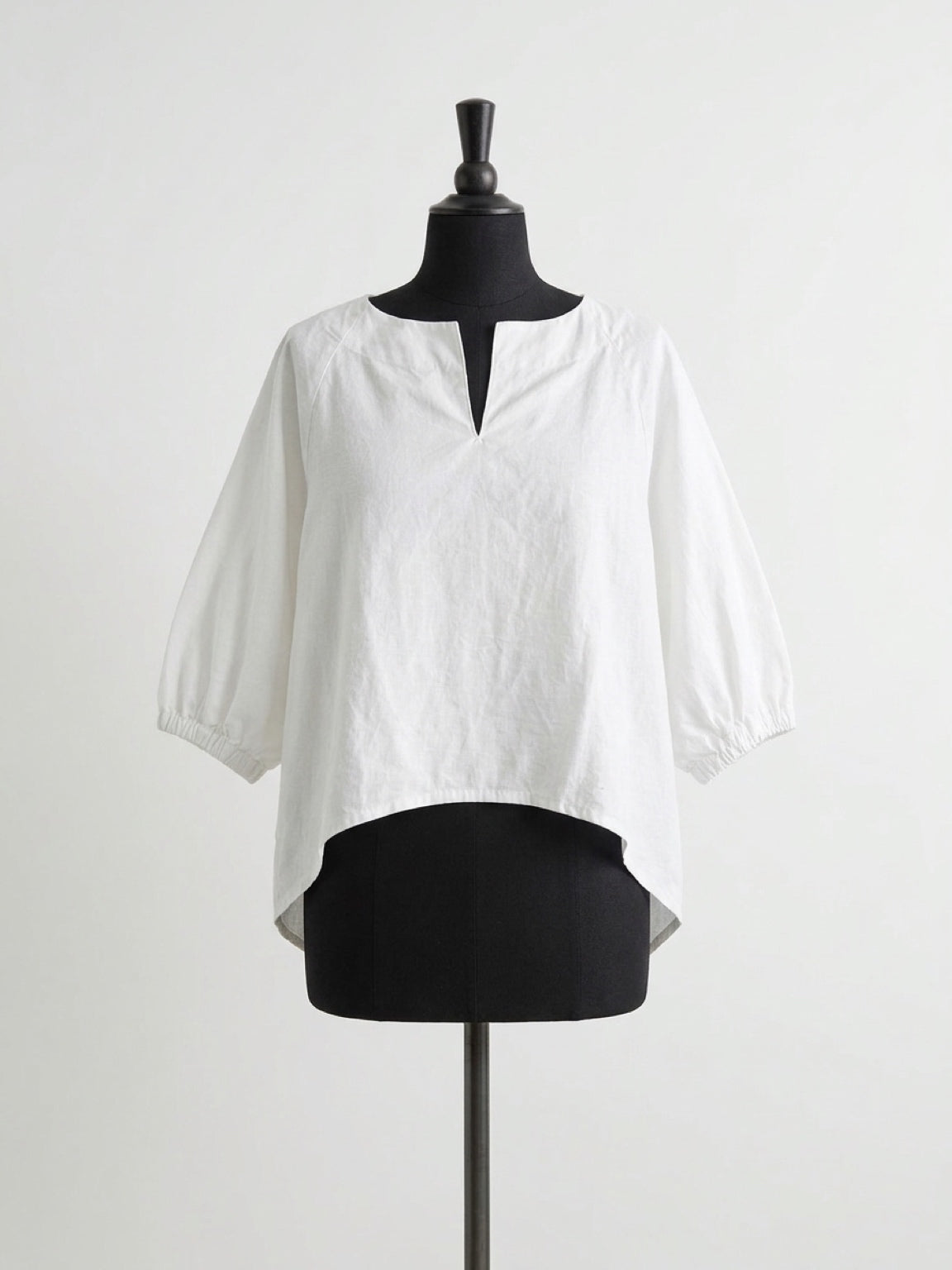 Puff-Sleeve Stretch Poplin Shirt