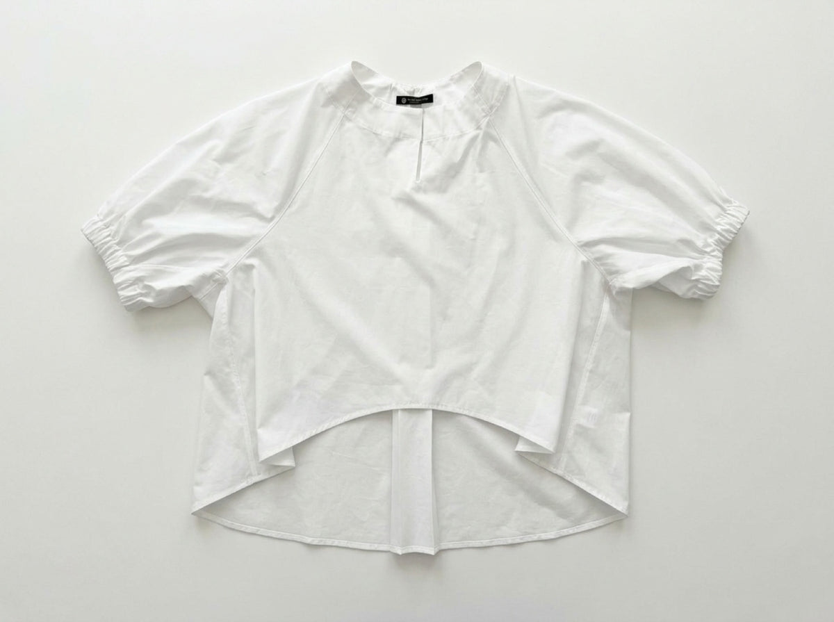 Puff-Sleeve Stretch Poplin Shirt