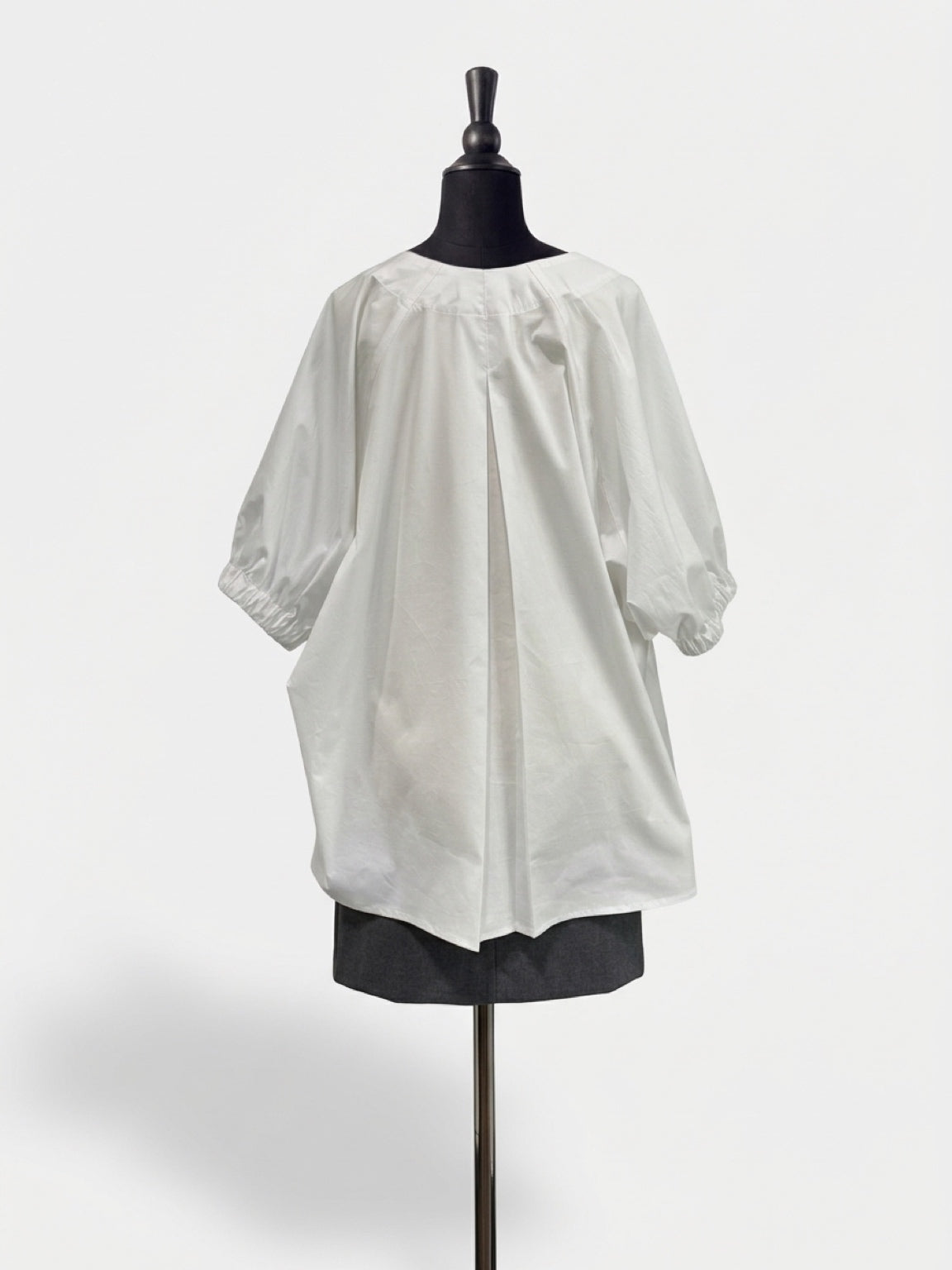 Puff-Sleeve Stretch Poplin Shirt