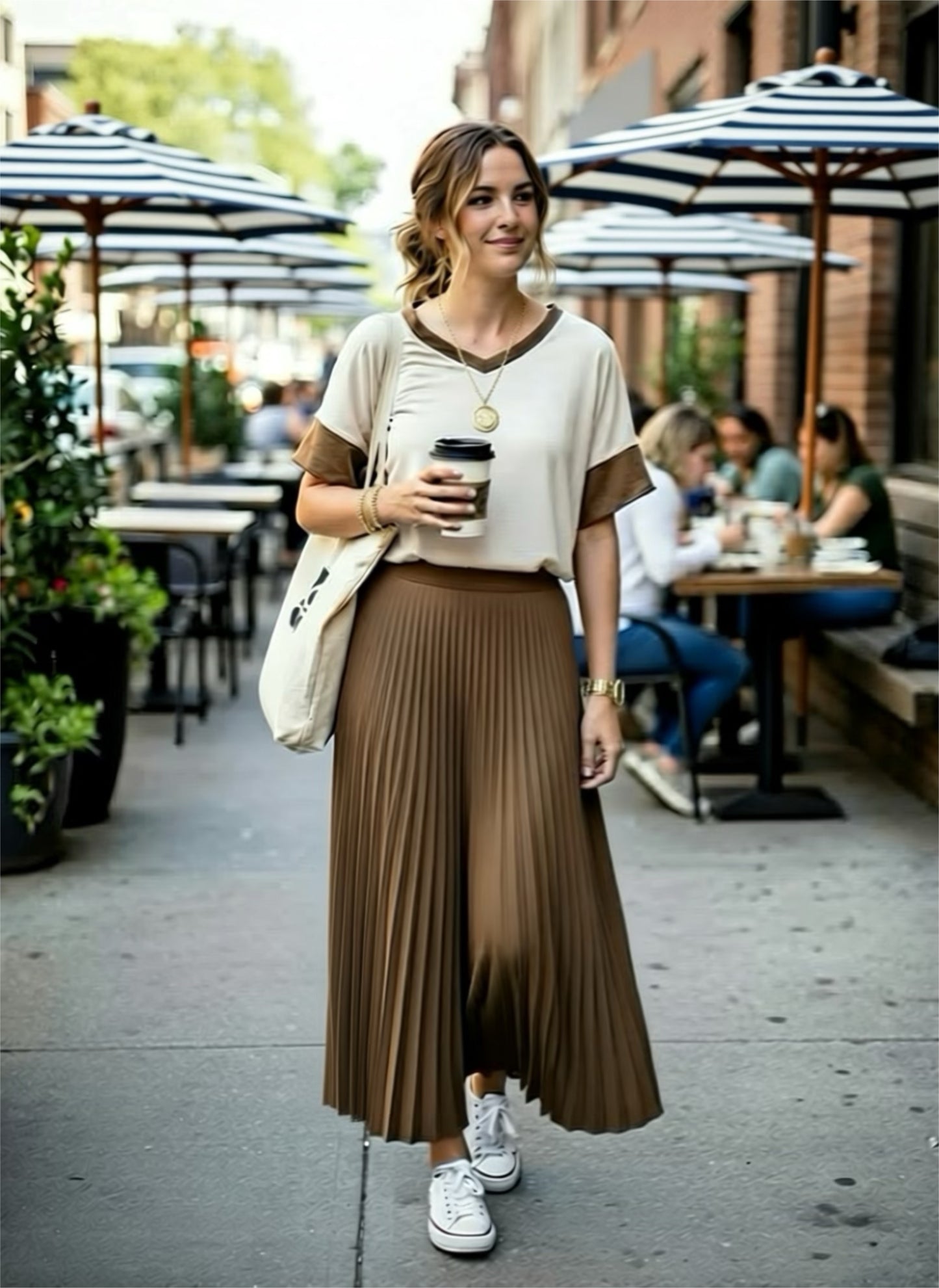 Two-toned, V-neck Premium Tops