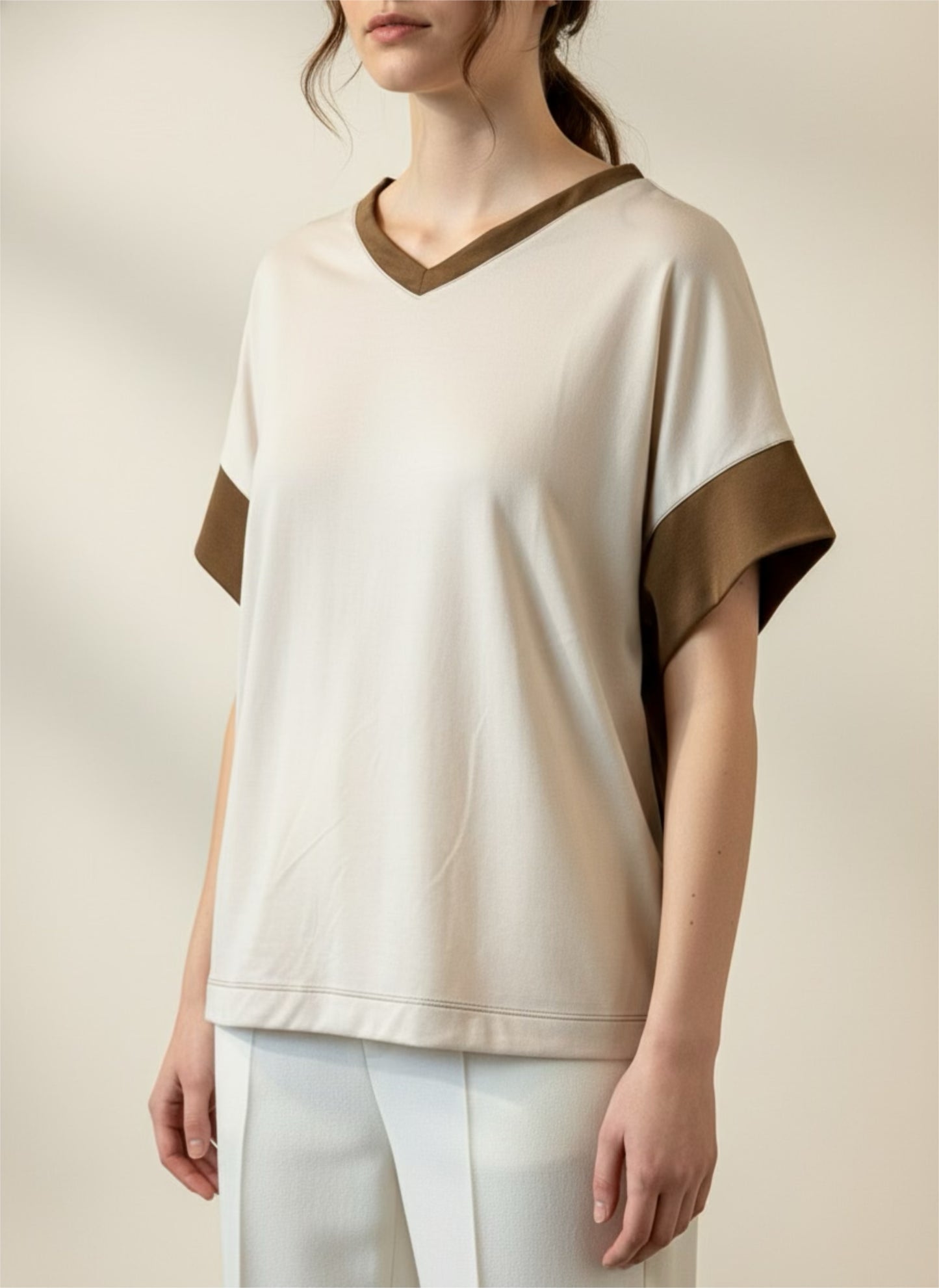 Two-toned, V-neck Premium Tops