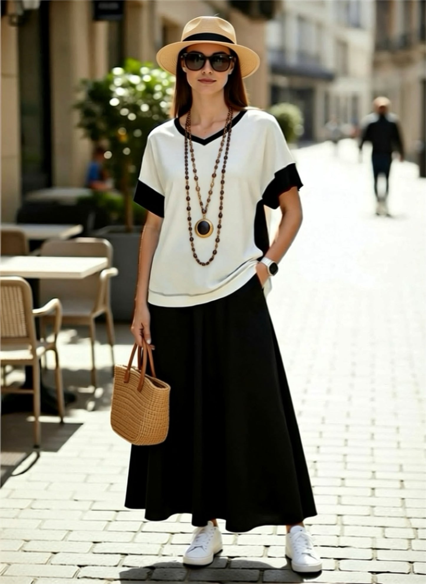 Two-toned, V-neck Premium Tops