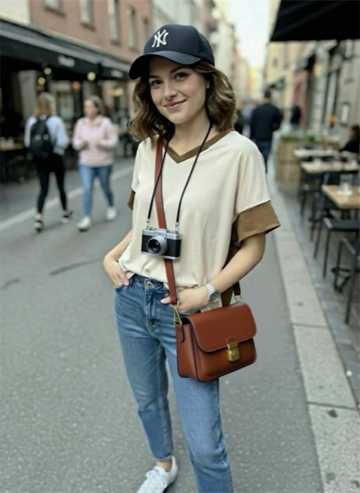 Two-toned, V-neck Premium Tops